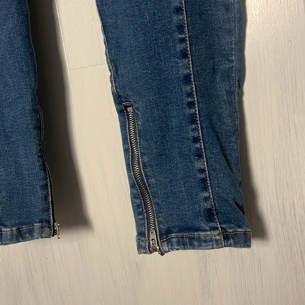 NWT Free People We The Free Bella Moto Skinny Jeans Prophecy Blue Size 25‎